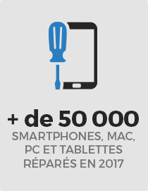 Plus de 50000 smartphones, mac, pc et tablettes réparés en 2017.